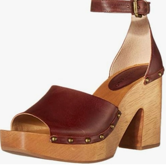 Lucky Brand Nelora Wooden Platform Leather Sandals 8.5 - Picture 7 of 12